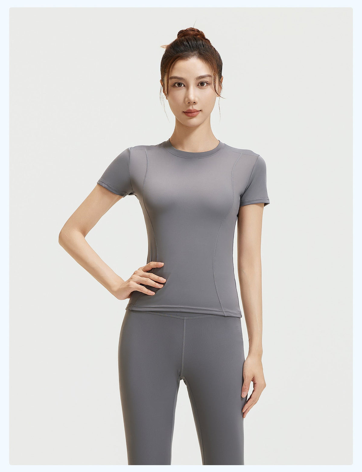 Ensemble de Yoga SIHI, Haut Manches Courtes & Legging pour Femme