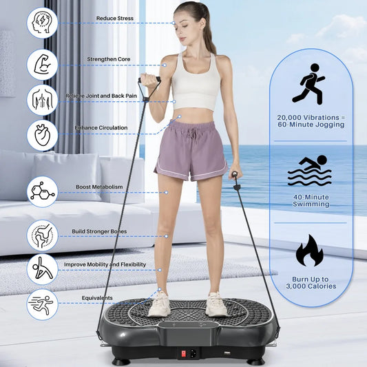 Plateforme Vibrante Fitness Pro 99 Niveaux avec Bandes de Résistance