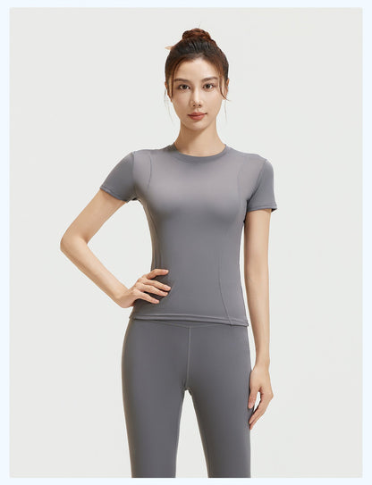 Ensemble de Yoga SIHI, Haut Manches Courtes & Legging pour Femme