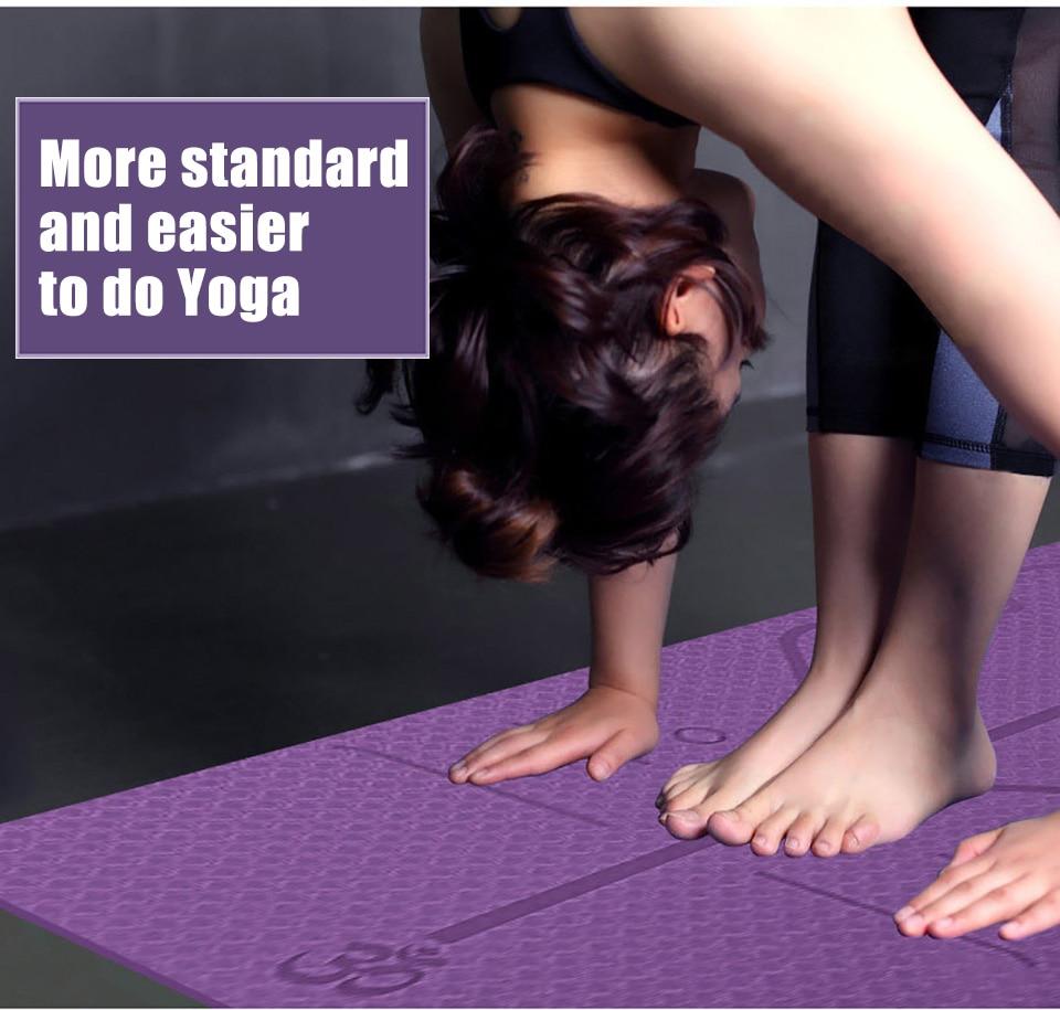 Tapis de Yoga Antidérapant avec Lignes de Repère